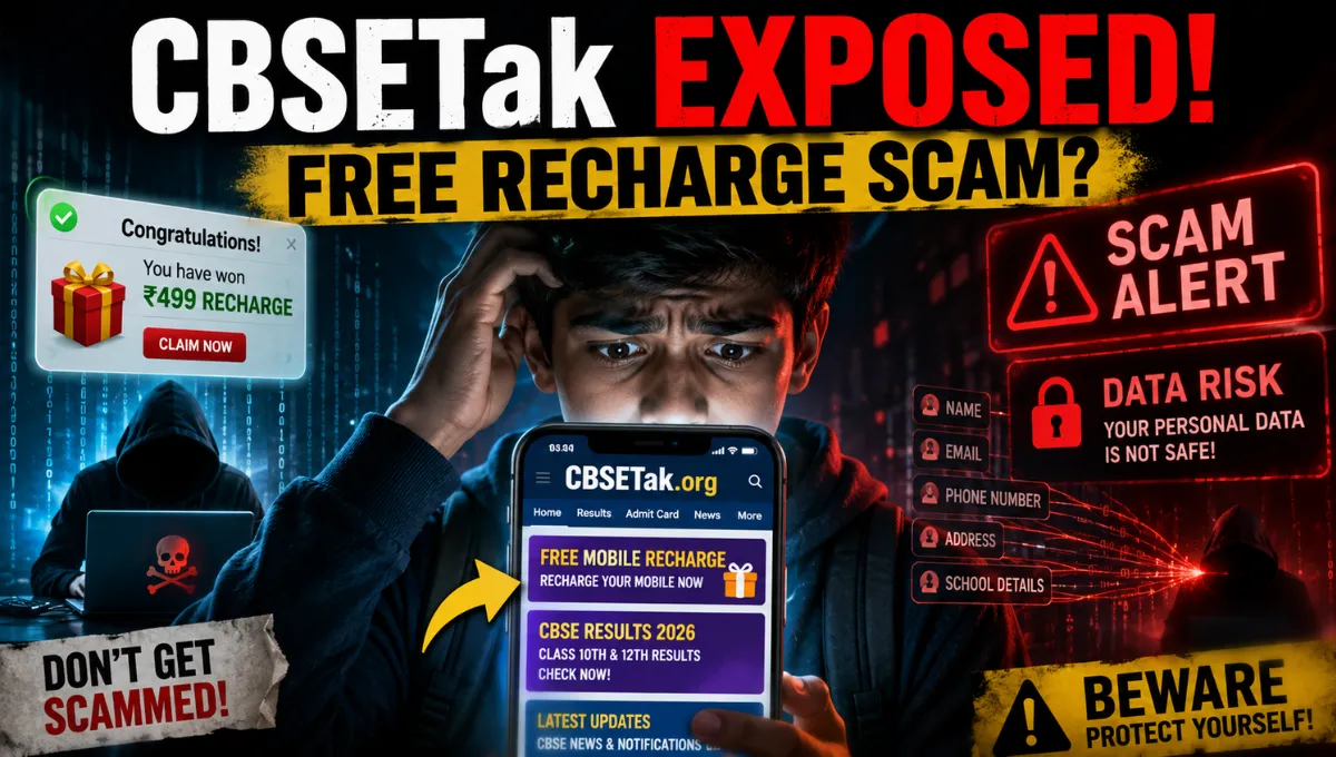 CBSETak Org: The Full Truth: Dangerous Scam, Fake “Free Recharge” & What Every Indian Must Know Before Clicking